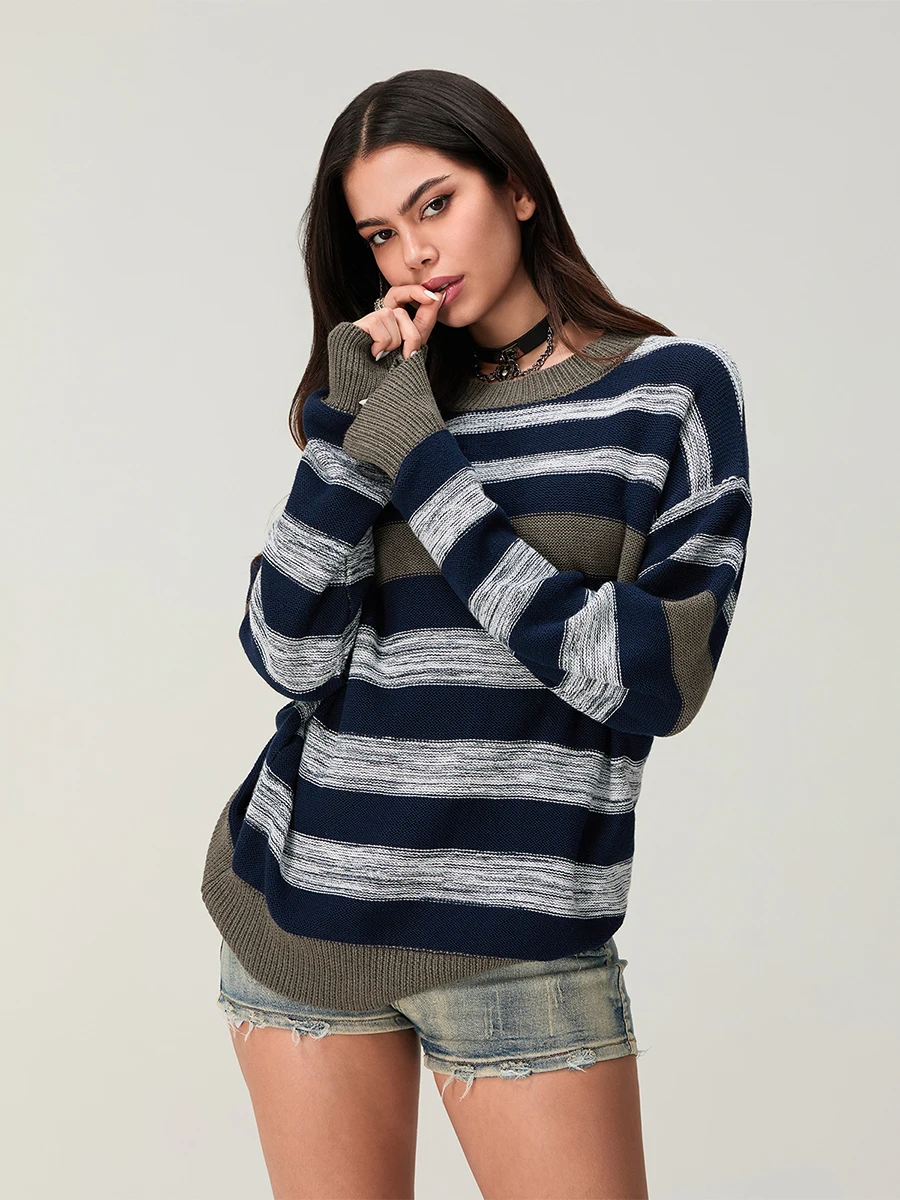 Women s Cozy Cable Knit Sweater Long Sleeve V-Neck Pullover Loose Fit Casual Knitwear Autumn Winter Fashion Streetwear