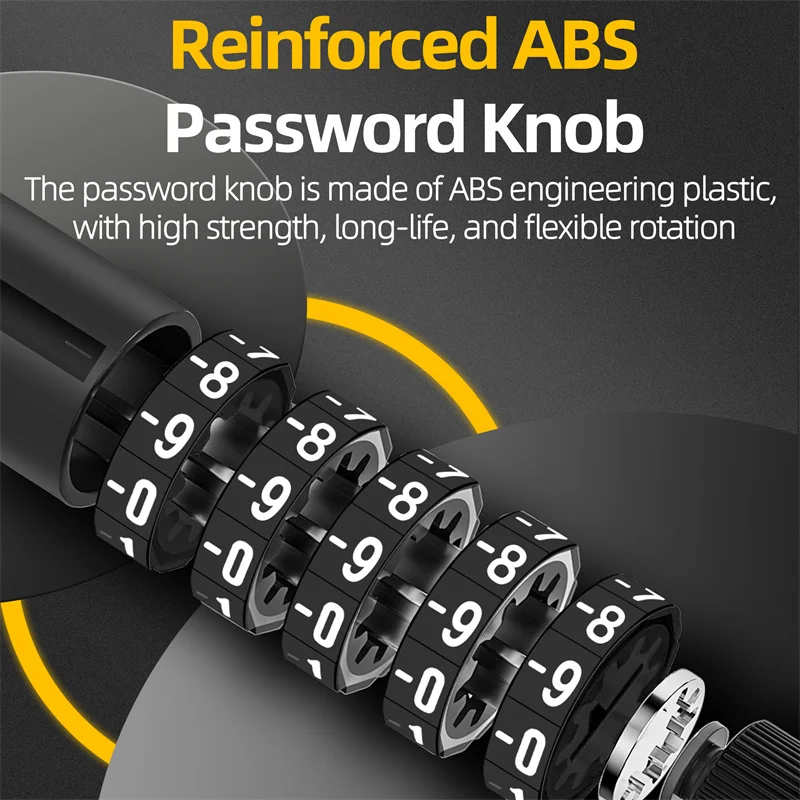 Lucchetto per Bicicletta WEST BIKING con Cavo e Codice a 5 Cifre, Antifurto di Sicurezza per Bici, Moto, E-bike, Accessori per MTB e Bici da Strada