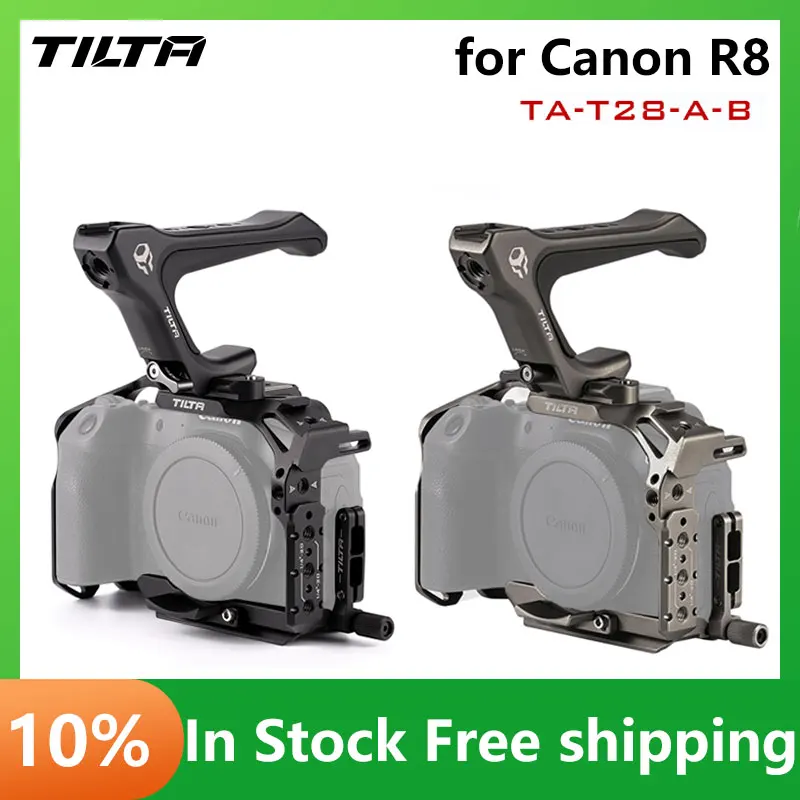 TILTA Full Camera Cage for Canon R8 Black TA-T28-FCC-B HDMI Cable Clamp for Canon EOS R8 ARRI 3/8" 1/4"-20 Threaded Hole