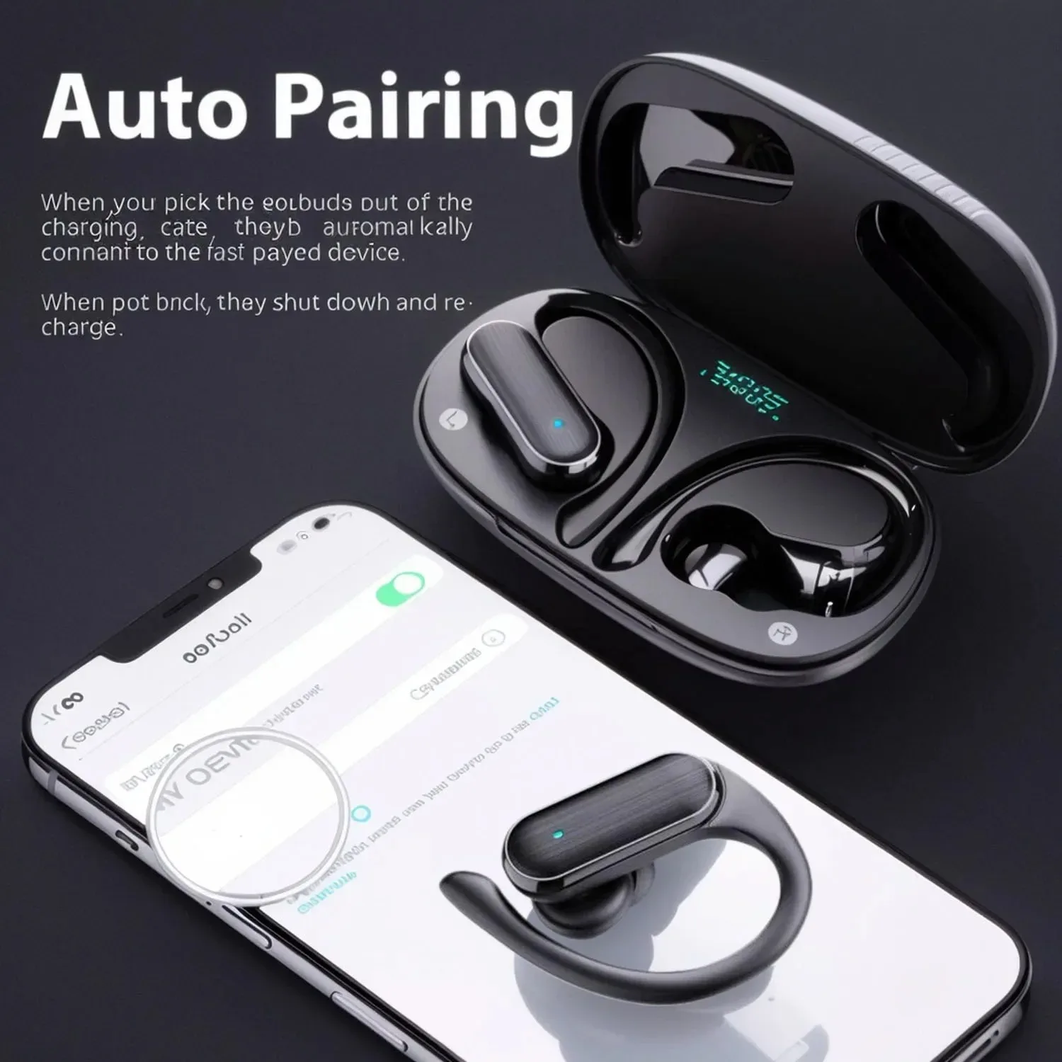 Wireless Bluetooth A520 Ear Hanging Earphones with High Definition Stereo Touch High Quality Sweatproof Gaming Music Low Latency 1