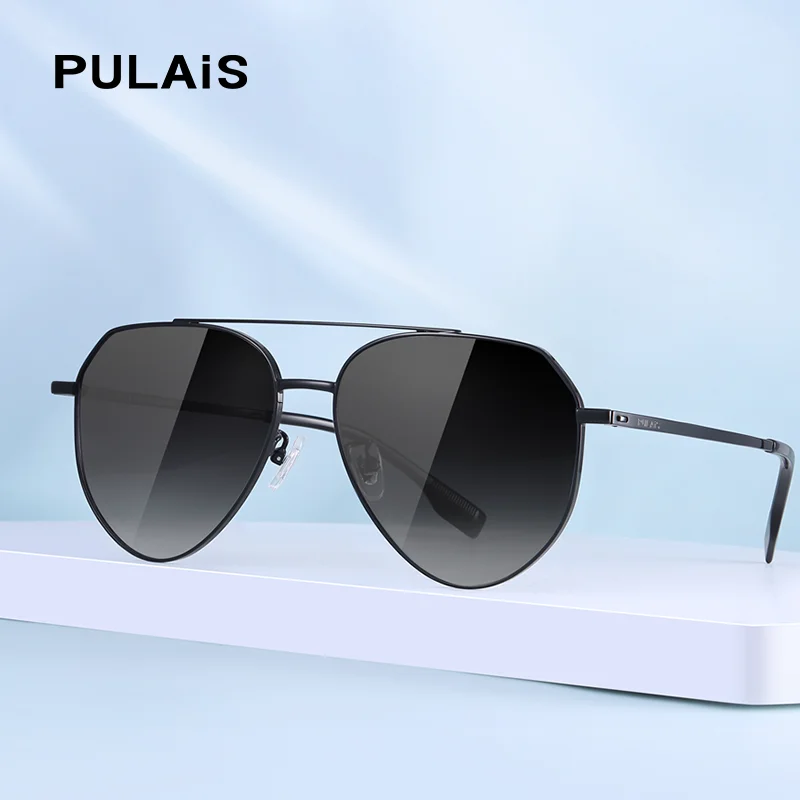 

PULAIS Sunglasses For Men Women Metail Frame Pilot Sun Glasses UV400 Male Brand Designer Polarized Glasses For Fishing