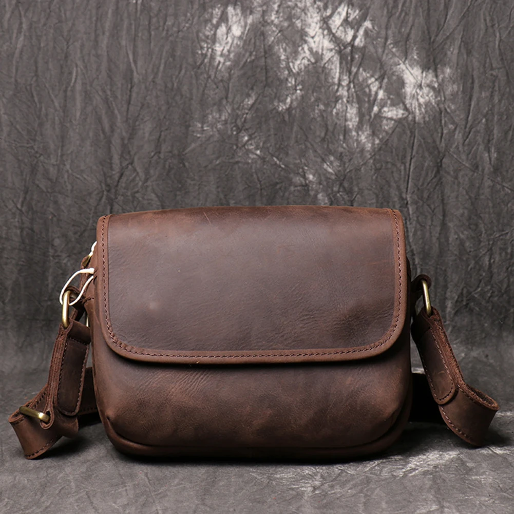 

vintage men's Leather simple messenger bag Casual Shoulder Bag Crossbody Bag small square bag