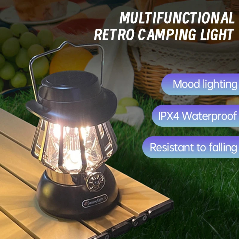 屋外キャンプ用レトロポータブル馬ランタン、超長寿命バッテリー、充電式ledライト、環境灯、テントライト