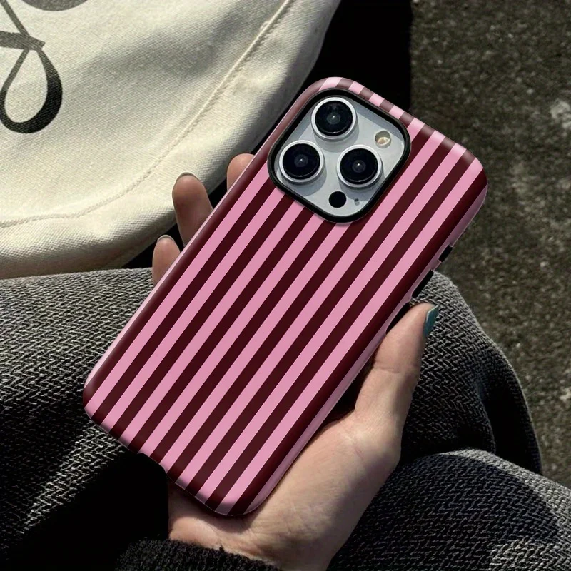 Luxury Fashionable Striped Black Double-Layer Phone Case Cover