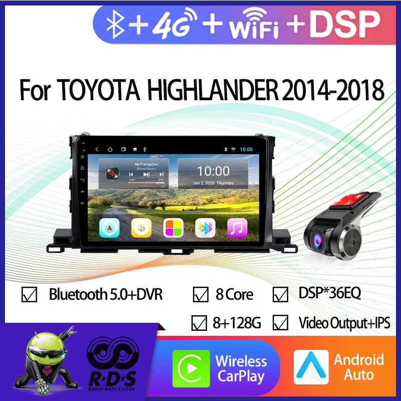 

4G+32G Android 11 Car GPS Navigation For TOYOTA HIGHLANDER/XU50 2014-2018 Auto Radio Stereo Multimedia Player