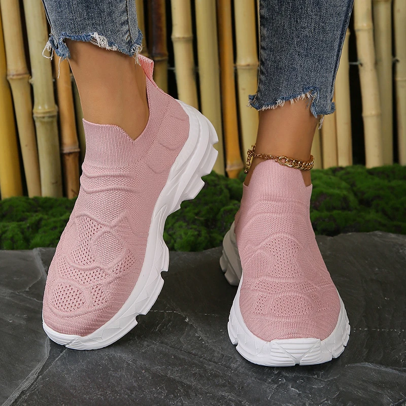 

Кроссовки Lucyever женские сетчатые, без шнуровки, толстая Вулканизированная подошва, повседневная обувь, плоская подошва, большие размеры, 2023