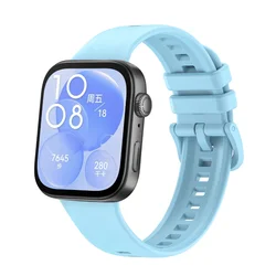 Colorful Silicone Strap with Buckle for Huawei Watch Fit 3 (Light Blue)