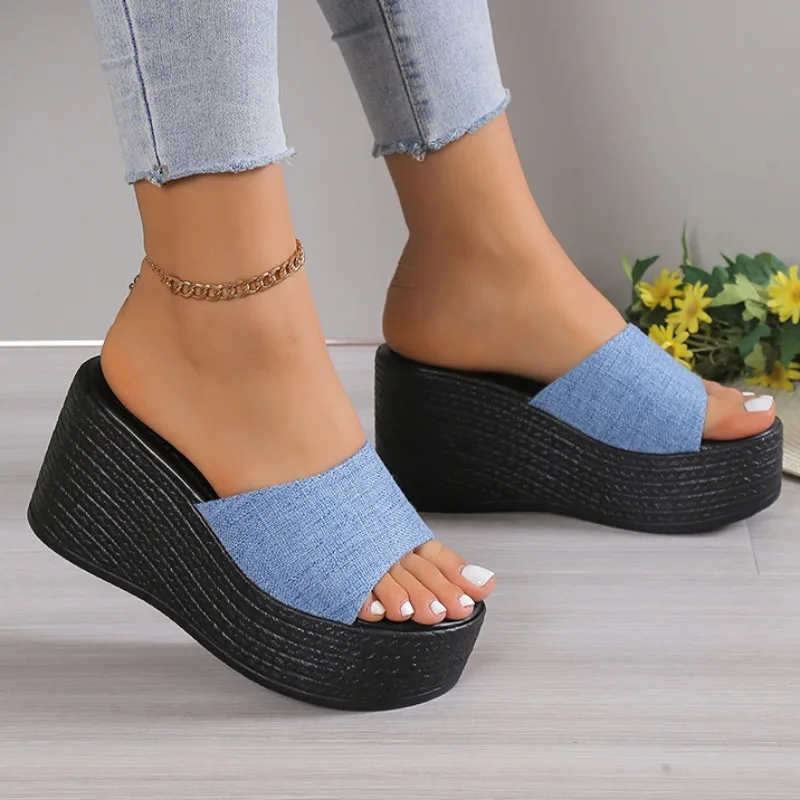 

Shoes Women 2023 Summer New Fashion Soft Bottom Wedge Slippers Female Elegant Open Toed Platform Shoes for Women Zapatos Mujer