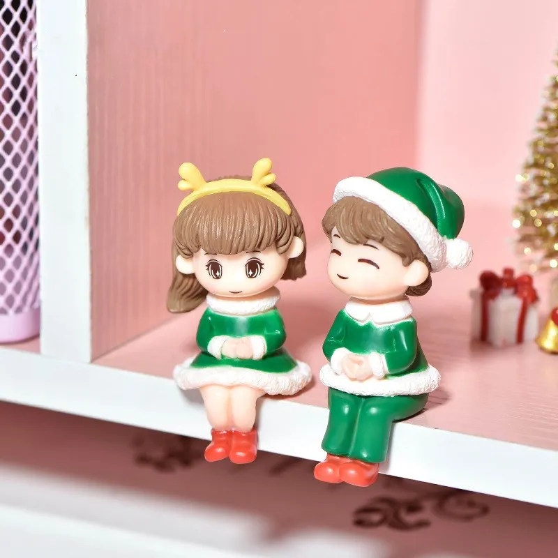 2- 20Pcs Mini Christmas Decoration Lover Figure Fairy Snowman Santa Claus Miniature Figurines Luminous Xmas Gifts DIY Home Decor