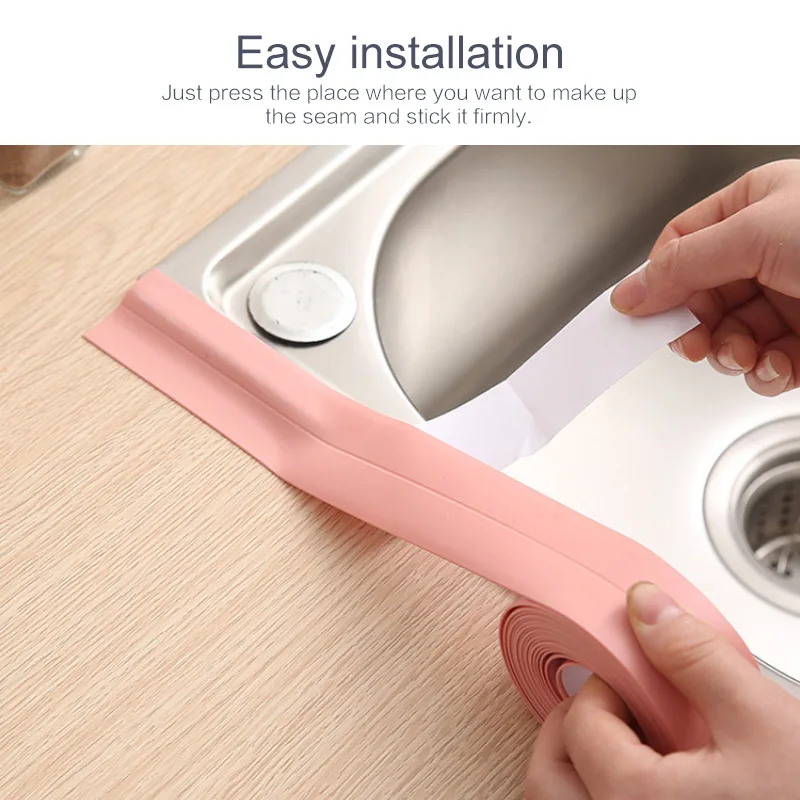 Bathroom Waterproof Wall adhesive sealing strips PVC Adhesive Sealing Strips Sink Edge Tape Kitchen Bathroom Accessories 1pc