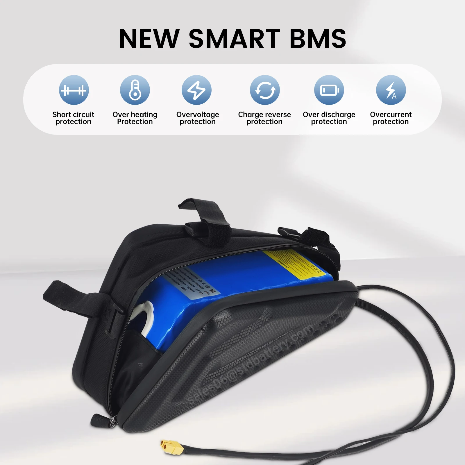 Batteria Ebike Piccolo Triangolo 36V 48V 52V 13Ah 15Ah 18Ah agli ioni di litio 18650 21700 Batteria Bici Elettrica per Motore 500W 750W 1000W - immagine 4