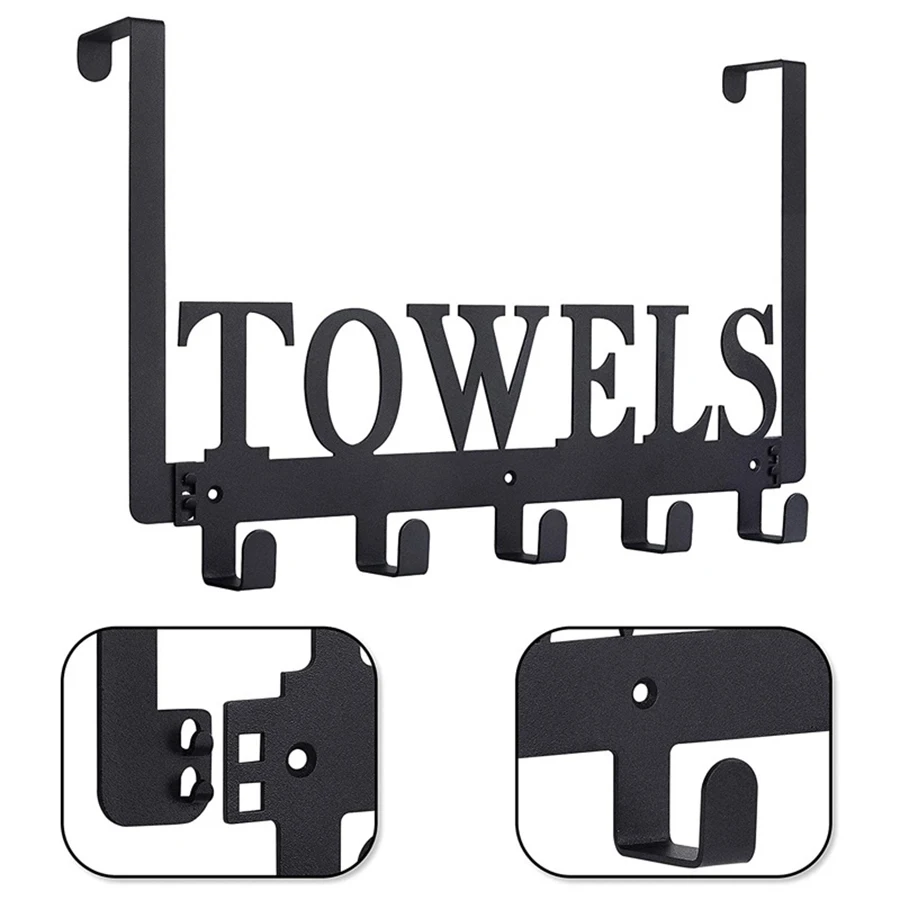 Bathroom Coat Hooks No-Punch Back Door Coat Hooks Home Storage Iron Towel Heavy Duty Door Hooks