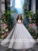 Julia Kui New Arrival Full Sleeves Ball Gown Wedding Dresses Beading Pearls Appliques Lace Sweetheart Bridal Skits 3