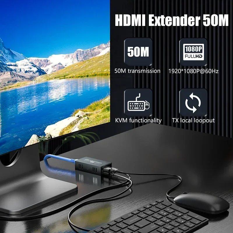 USB HDMI KVM ͽٴ, Cat5, 6 , 1080P @ 60Hz ÷ ÷, Ű 콺, ս  Ͻ, 60M, 120M, 1 