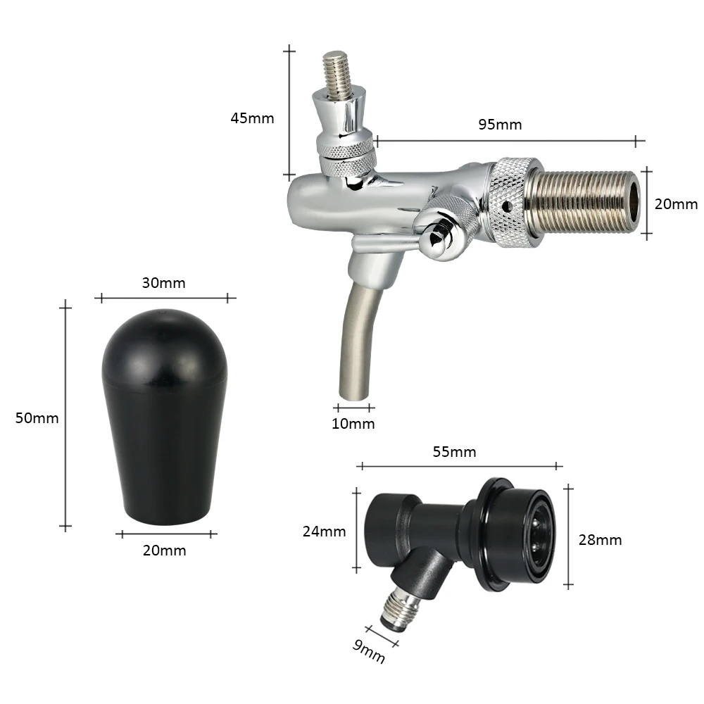 Beer Tap Adjustable Flows Home G5/8 Shank Long Stem Brew Keg Taps
