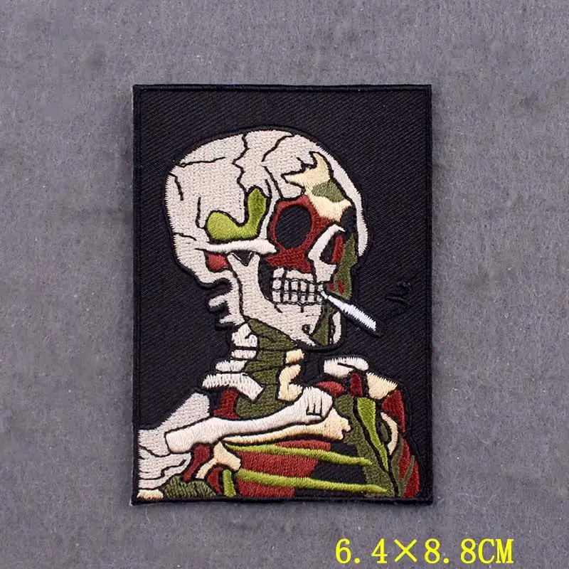 

Skull Iron On Patch Skeletor Patches For Clothing Grim Reaper patch Embroidered Patches On Clothes Punk Clothes Stripes Decor