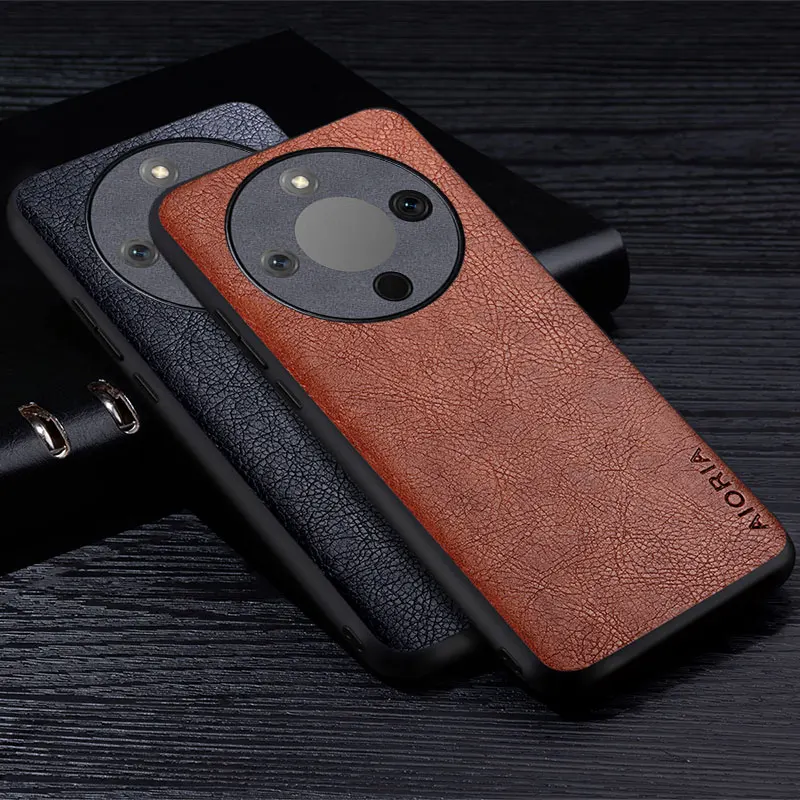 Luxury Leather Retro Litchi Pattern Back Cover - Premium Business Style