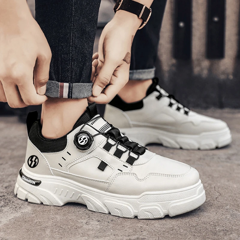 Casual Shoes Men's Sneakers Breathable Workwear Shoes Thick Soled Anti Slip Casual Skateboard Ankle Boots