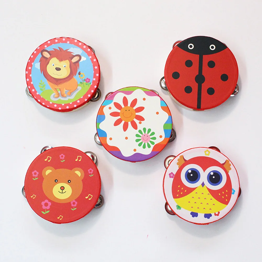 1x 6inch Cartoon Hand Drum Tambourine Musical Percussion Instrument Baby Gifts Children Kids Music Toys Musical Beat