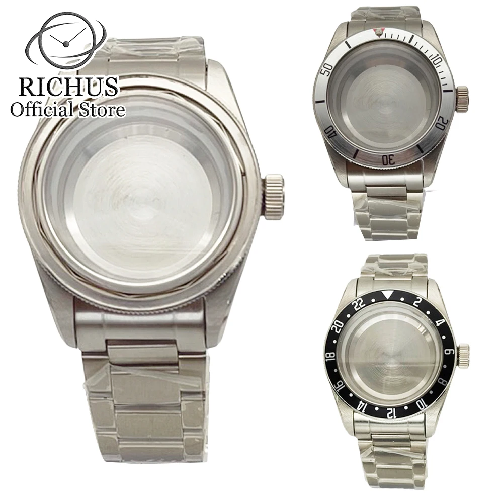 

41mm Silver Watch Case Sapphire Glass Solid Stainless Steel For NH35 NH36 ETA 2836 Miyota 8215 8205 821A DG2813 3804 Movement