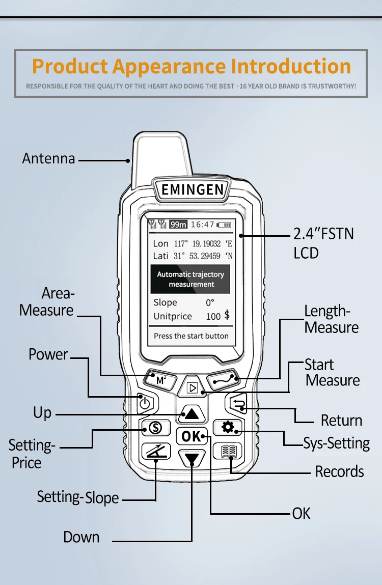 Heipoe EM90 HIGH PREGISION Handheld GPS Land surveying instruments Multi functio