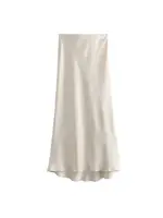 Women's Soft Touch Silk-Like Midi Skirt High Waist Elastic Waistband Chic Fashion Female Skirts Elegant Mujer - Image 6