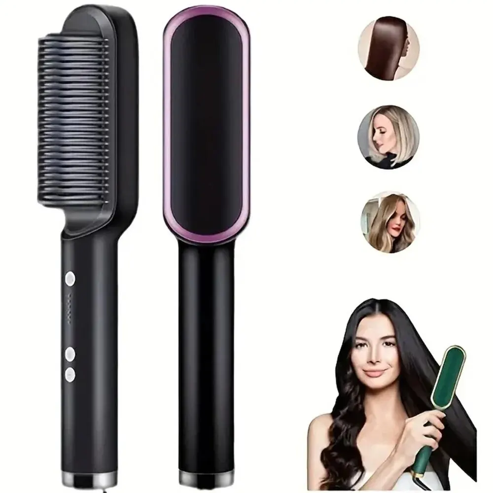 Hair straightener brush hot comb ionic straightening with anti scald fast ceramic heating portable hot straightening comb