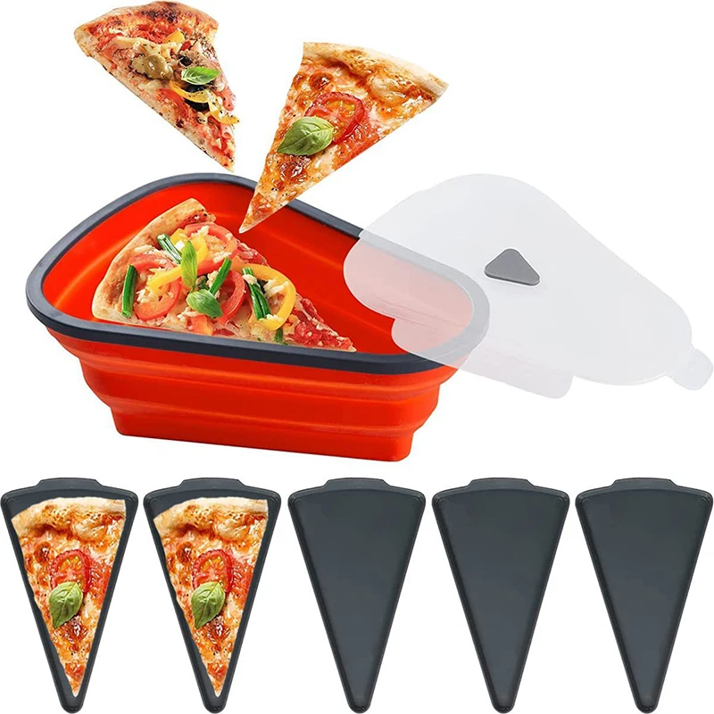 Reusable Silicone Leftover Pizza Storage Box Triangle Pizza Pack Lunch reusable-silicone-leftover-pizza-storage-box-triangle-pizza-pack-lunch