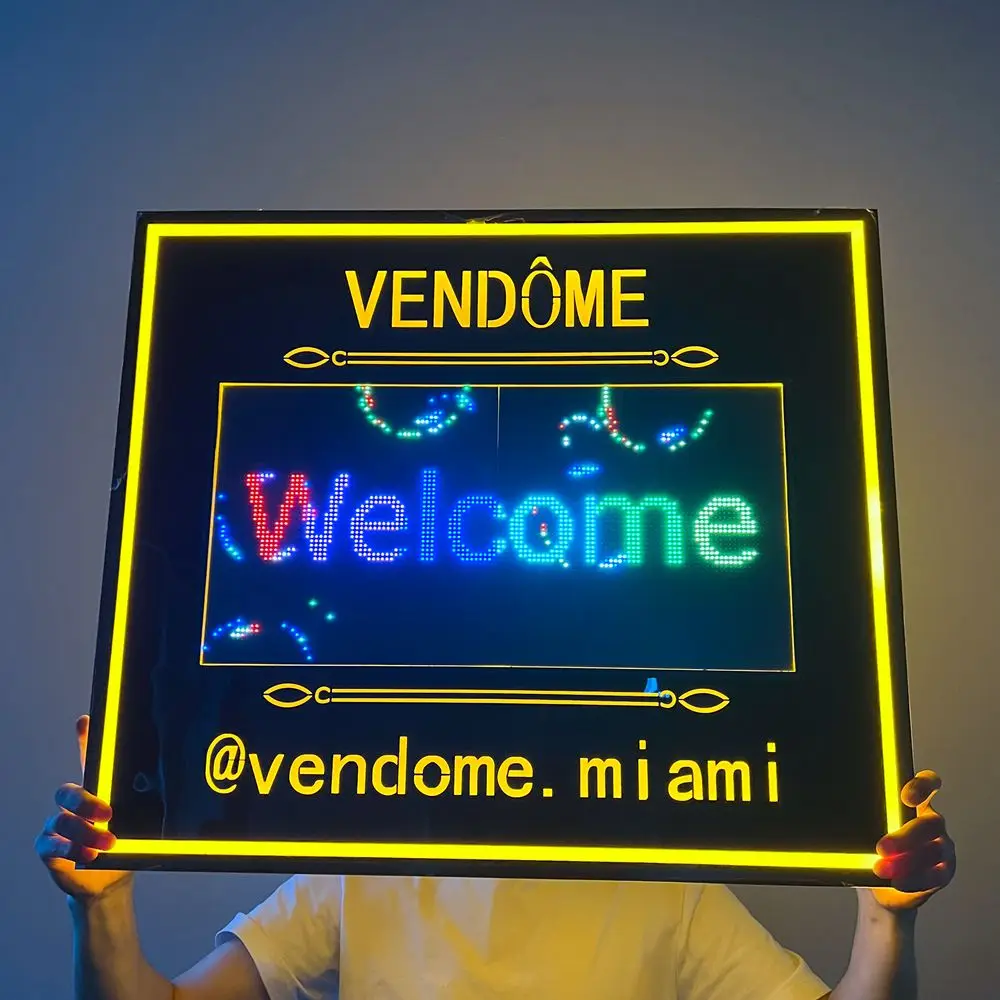 DIY digital screen programming LED marquee message board sign champagne bottle presenter for vendome miami beach nightclub party
