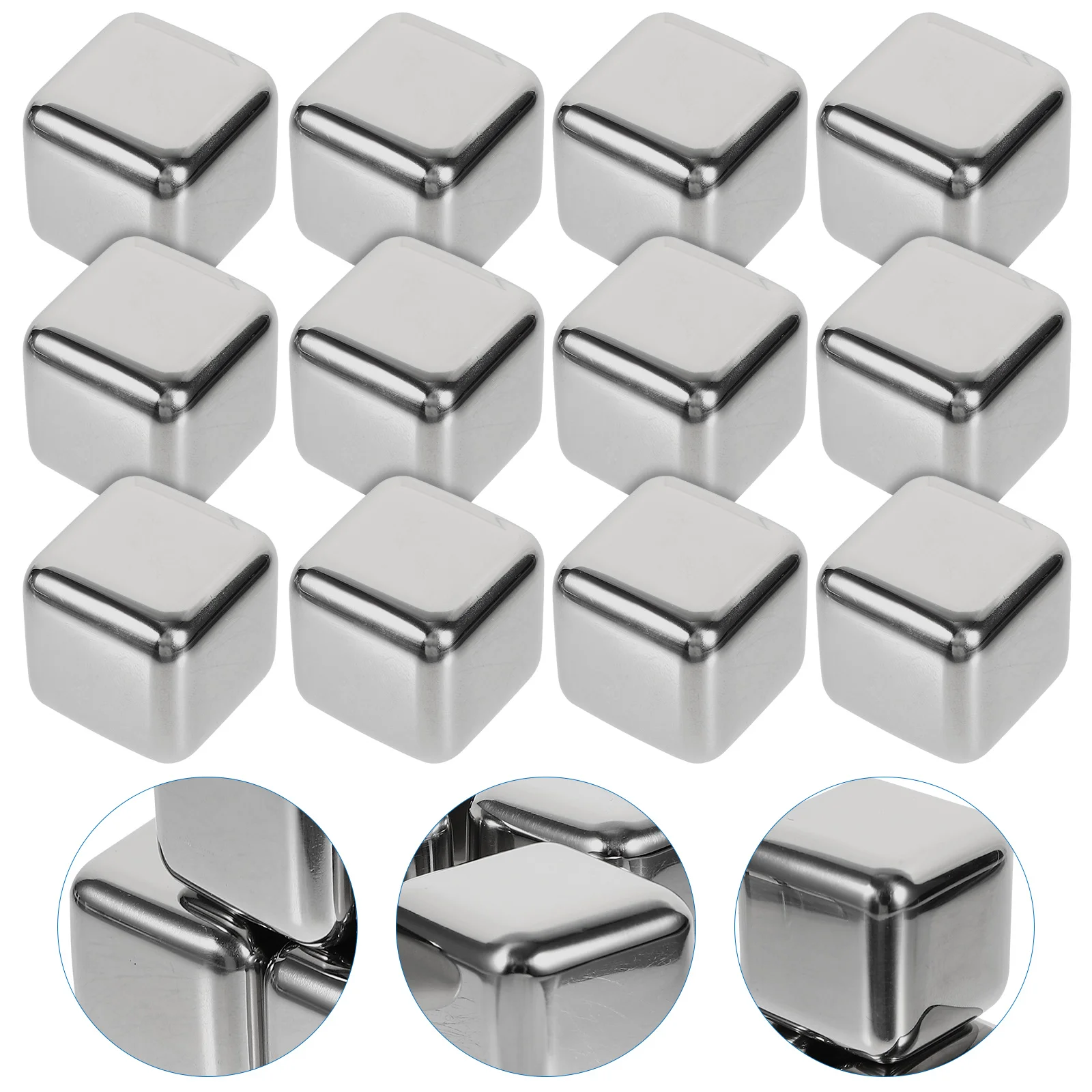 Stainless Steel Ice Cubes 12 Pcs Reusable for Drinks Chilling Spheres Rock Beverages Cooling Stones Chiller