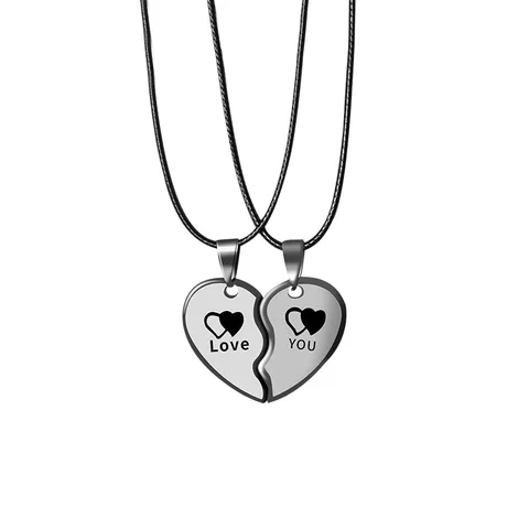PCs/Set Couple Necklace for Women Men Silver Color Heart Lock Key Pendant Paired Necklace Fashion Choker Gifts for Women