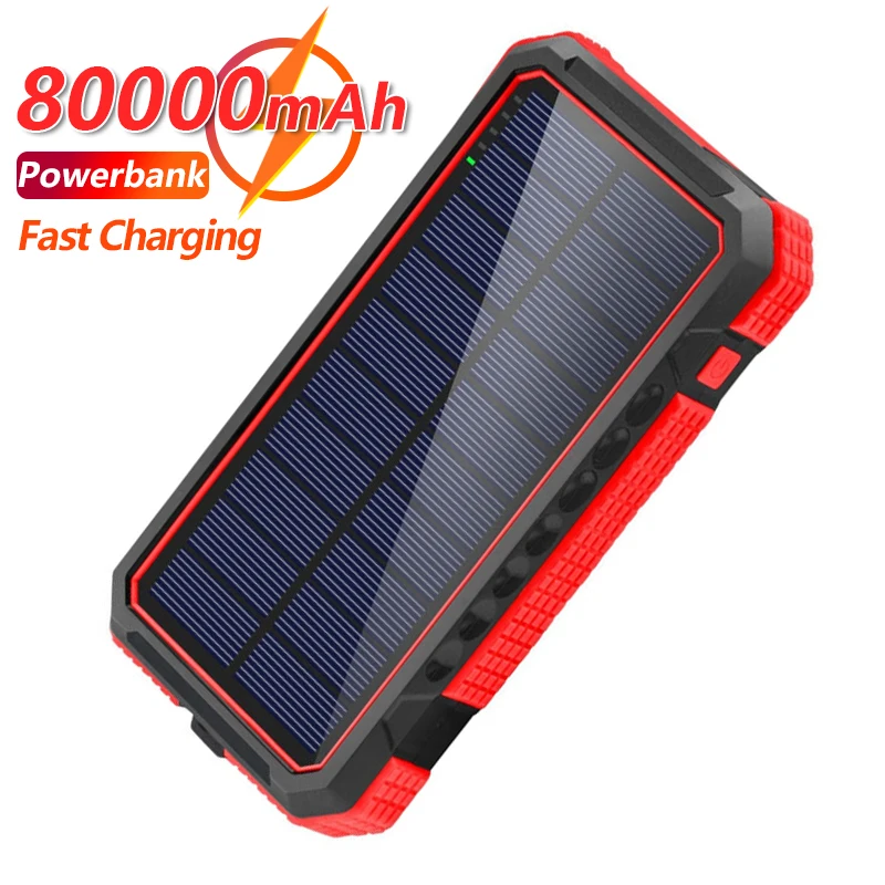 Power Bank 80000mAh Waterproof Portable External Battery Solar Wireless Charging One-way Quick Charger for Xiaomi Iphone Samsung |