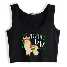 

Christmas llama beautiful quote fa la holiday lights hip hop harajuku cotton tops