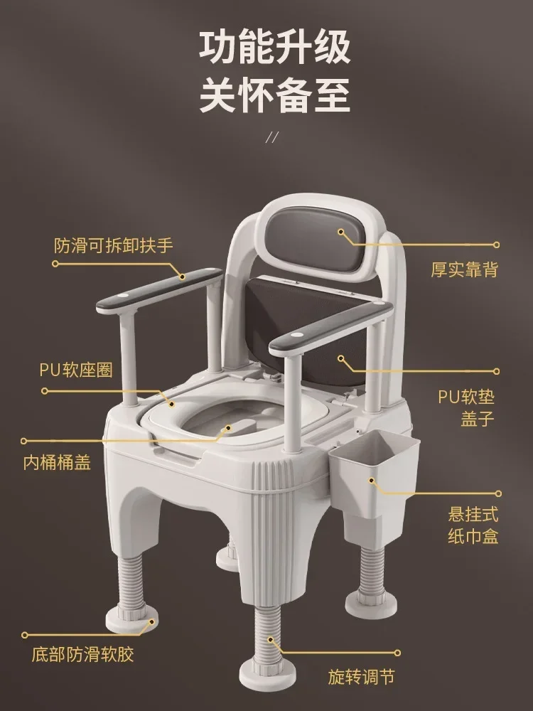 AntiSlip Adjustable Toilet Chair  SeniorFriendly Movable Settee, Enhanced Comfort with Armrest Support, Bathroom Safety 2