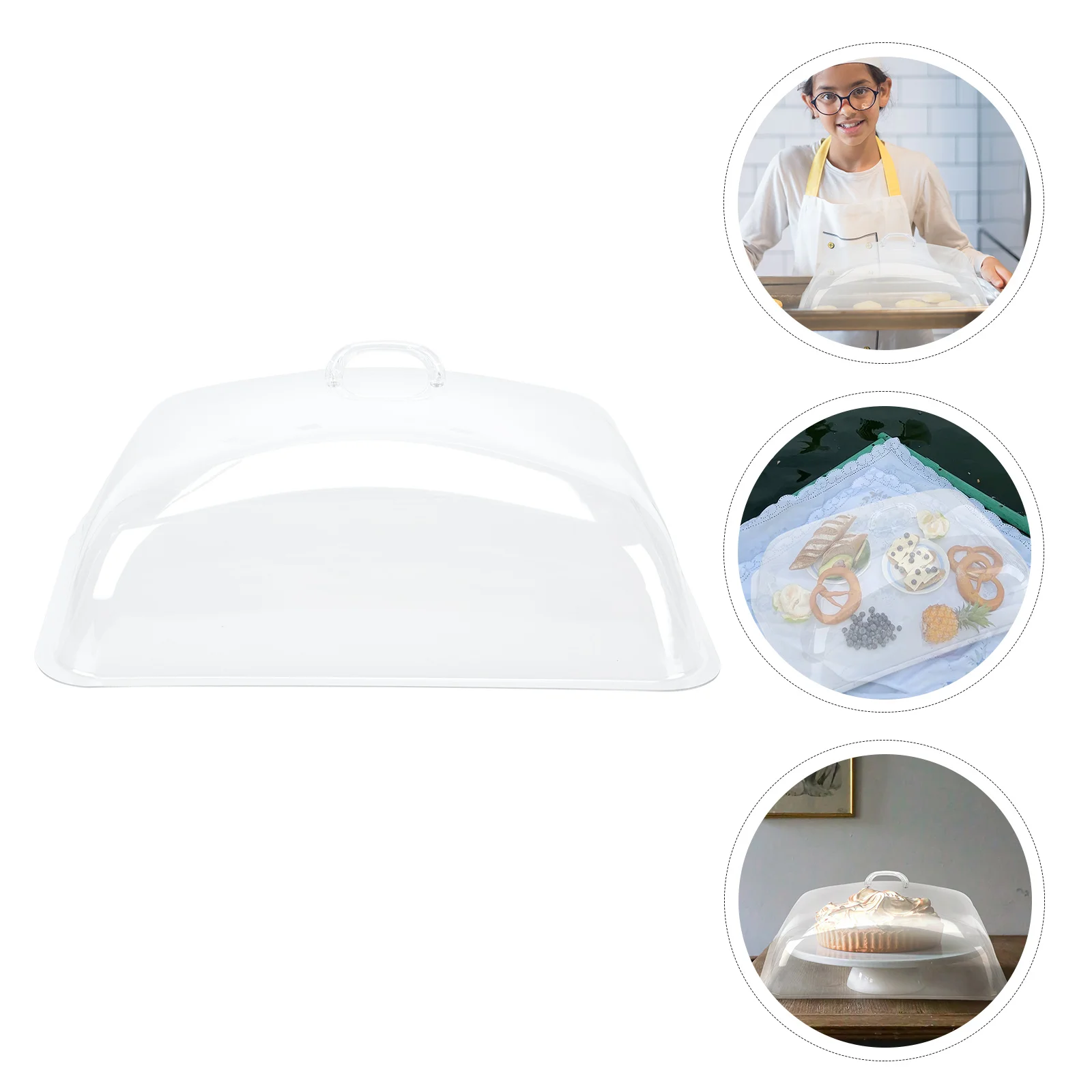 

Food Cover Transparent Plastic Food Tray Lid Fresh-Keeping Reusable Cover Dish Dust Cover Cake Display Dessert Protection Cover