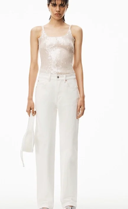 

143600 Fashion Classic Trendy Luxury Designer cloth Mid rise straight tube washed jeans and pants