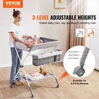 VEVOR Baby Changing Table Folding Diaper Changing Station with Lockable Wheels 3-level Adjustable Heights for Newborns & Infant 2