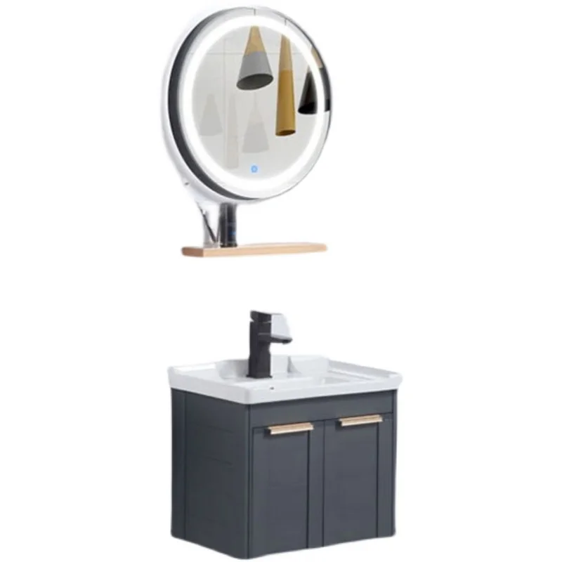 

Light luxury space aluminium smart mirror bathroom cabinet combination small-sized washing basin cabinet bathroom washstand