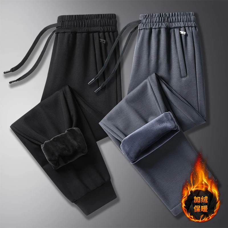 

8XL New Winter Lambswool Warm fleece toThicken Sweatpants Men Fashion Casual Pants Men Plus Fleece Oversize Trousers