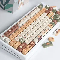 Moa Keycap Keyboard Customized Keyboard Cute Red Panda Coffee House Theme Cartoon 2.25/275U Alice Layout AZERTY Iso Keycap