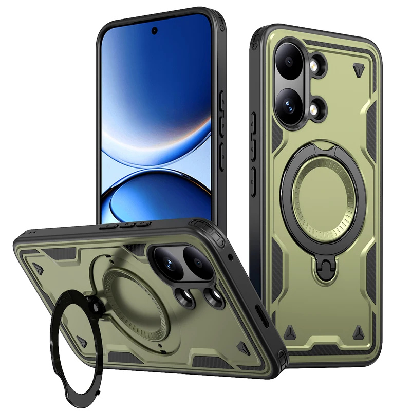 Military Drop-proof Hard Case with 360° Adjustable Ring Stand - Durable PC+TPU Protection