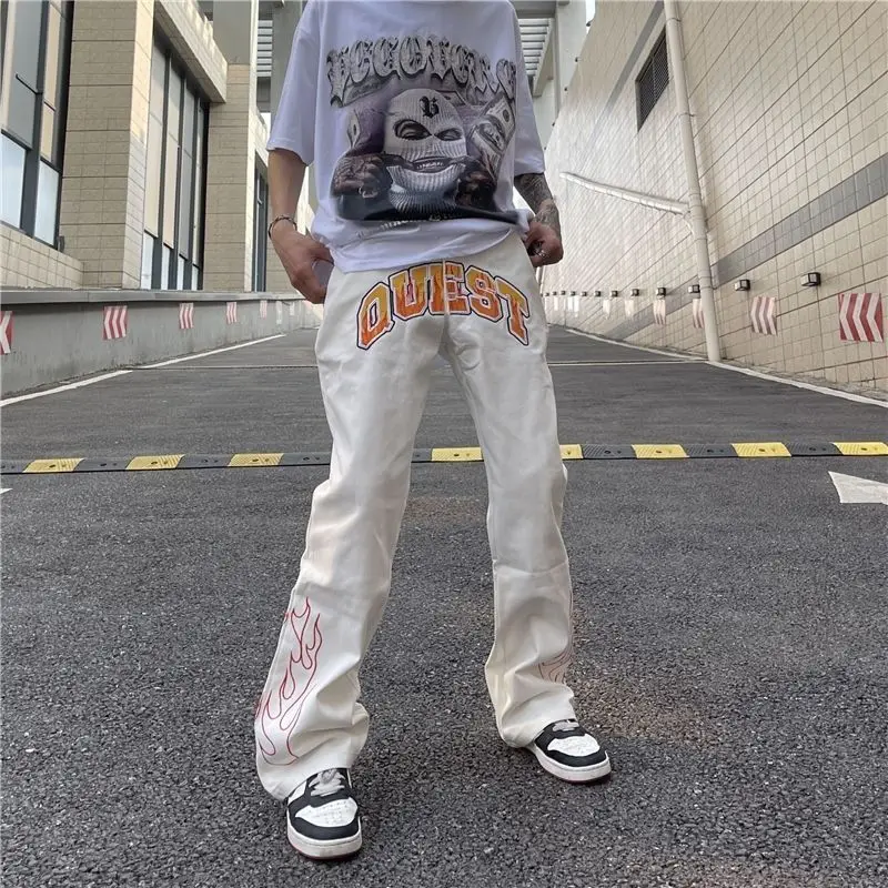 

Fire Streetwear Baggy Jeans Pants Men Wide Leg Oversize Vintage Y2k Pants Straight Full-length Denim Long straight Trousers 2023