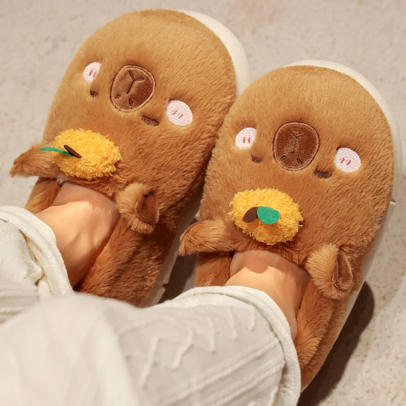 Highland Cow Capybara Plush Slippers Christmas Home Cotton Shoes Cute  Animals Anti-slip Indoor Winter Warm House Slipper Gifts - AliExpress