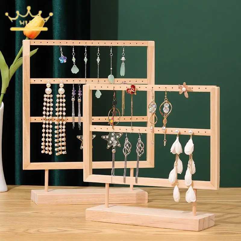 Removable Solid Wood Earrings Storage Display Rack Jewelry Drop Earrings Display Props Studs Organizer Holder
