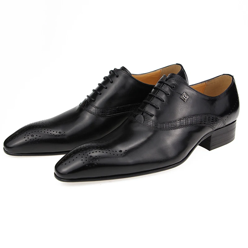 Successfully Men Shoes Of Formal Office Handmade Pointed Toe Wedding Dress Suit Genuine Leather Lace Up Style Sapatoe For Males