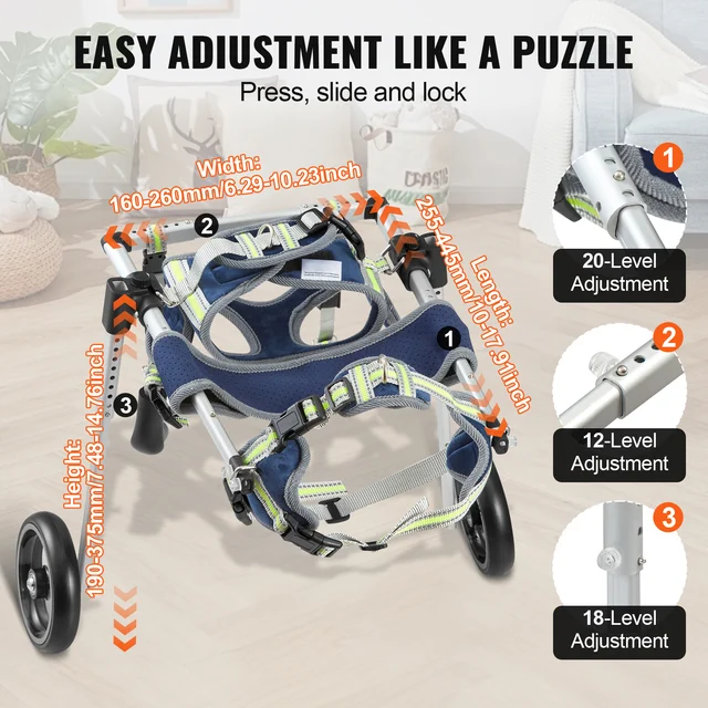 S2a0ef14a6e1d49e796c1e8368f81b086M.jpg SucceBuy 2 Wheels Dog Wheelchair for Back Legs Pet Wheelchair Dog Cart/Wheelchair for Disabled Paralysis Hind Limb Weak Pet