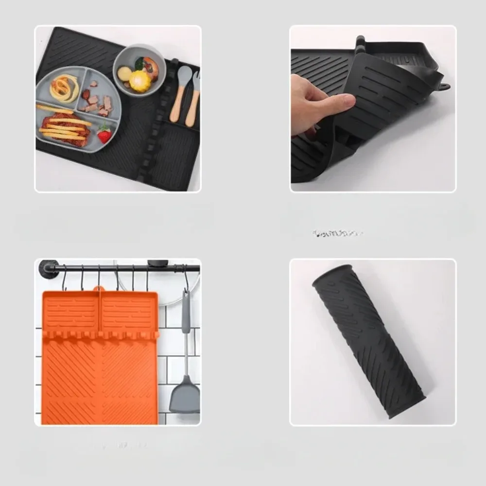 BBQ Grill Mat BBQ Tool Mat Silicone Protective Pad Anti-dust Cleaning Pad BBQ Plate Potholder Oven Oil Box Outdoor Accessories
