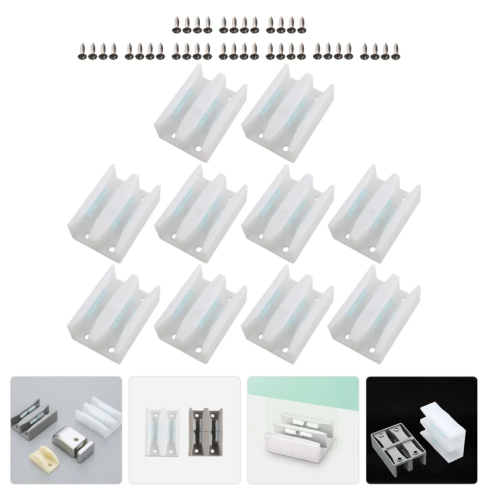 

10 Pcs Glass Door Guide Shower Bottom Mount Sliding Replacement Parts Accessories Bumpers Track