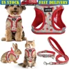 Adjustable Small Dog Harness Collar Leash Set No Pull Soft Mesh Step In Reflective Vest with ID Tag 1