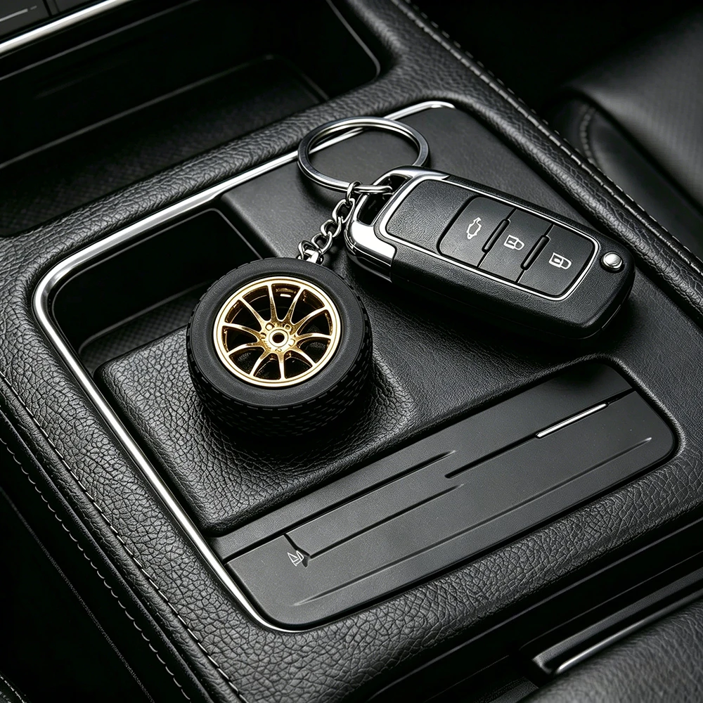Kreative Auto-Zubehörteile: Mini-Felgen-Schlüsselanhänger, Turbo-Radnaben-Modell, Persönlicher Schlüsselring für Männer und Frauen, Anhänger-Accessoire, Geschenk